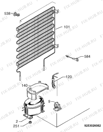 Взрыв-схема холодильника Zanussi Electrolux ZRD185W1 - Схема узла Cooling system 017